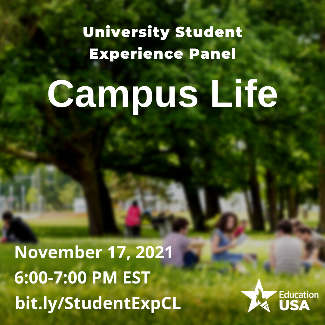 University Student Experience Panel: Campus Life. November 17, 2021 6-7 PM EST. bit.ly/StudentExpCL